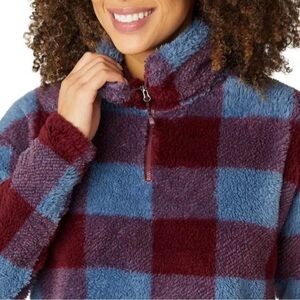 Eddie Bauer Burgundy and Blue Fleece Pullover